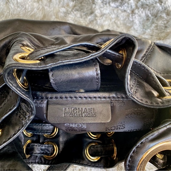 Michael Kors Black Soft Leather, Gold Hardware Shoulder Bag - Picture 8 of 14